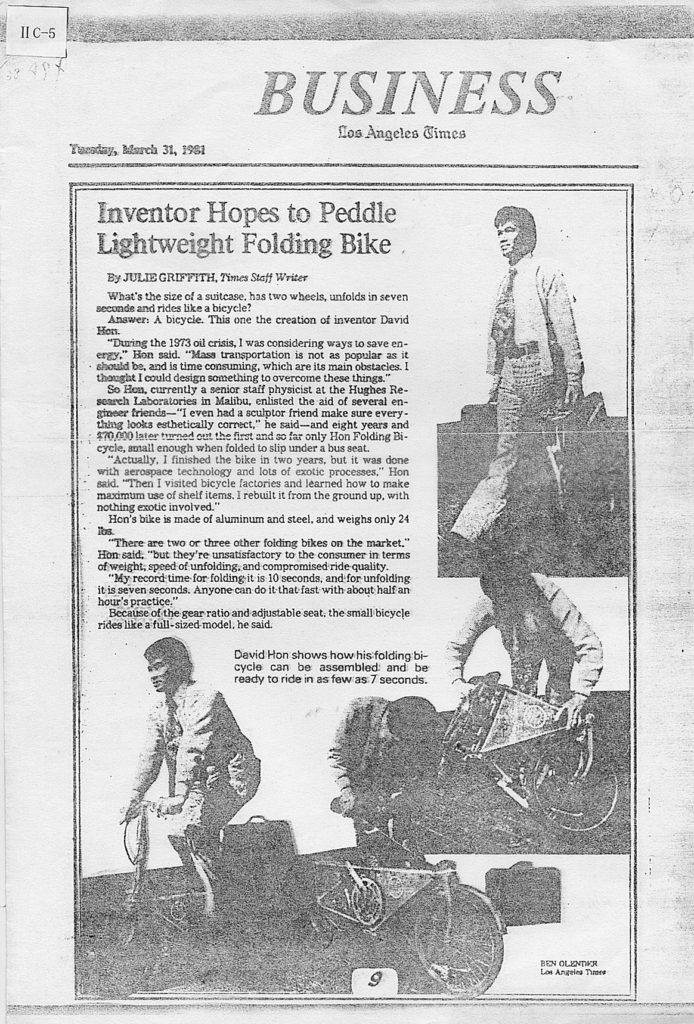 DAHON in LA Times 1981