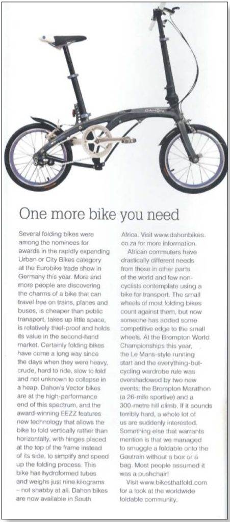 DAHON in ride magazine 2012