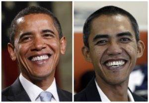 Obama and look-alike Indonesian Fisherman Samuel Farhi