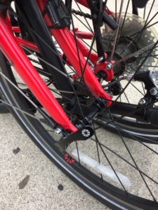 Quick release on front wheel of DAHON Speed P8 folding bike
