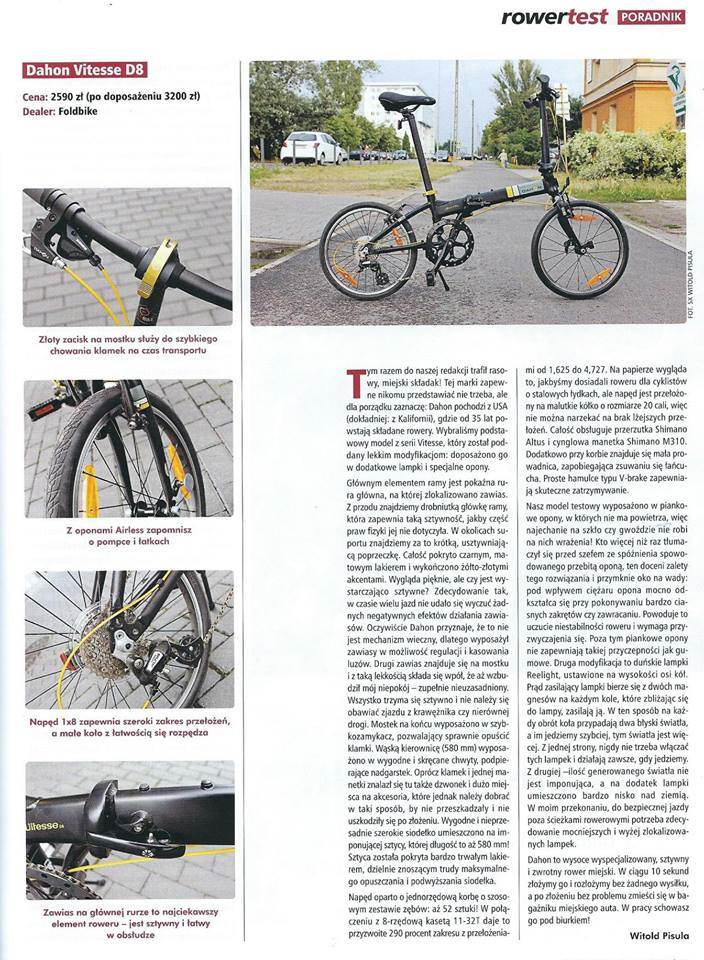 Folding Bikes by DAHON | DAHON Vitesse Review in Rowertour Magazine